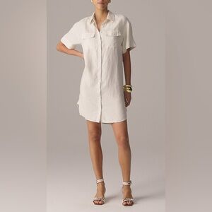 J. Crew Women's Linen Utility Shirt Dress in Natural, Size XS